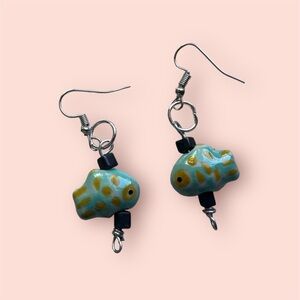Glass bead handmade fish earrings